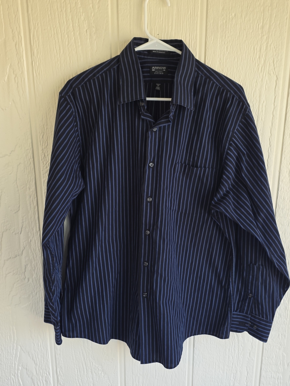 Men's Arrow Navy Blue & Black Striped Button-Down Shirt, Size XL